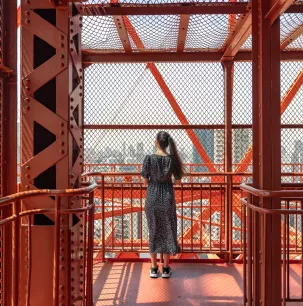 Captivating views along Tokyo Tower's outdoor staircase